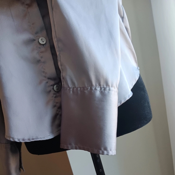 Silver satin button up top - Picture 6 of 7